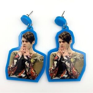 Stefon SNL Bill Hader LGBTQ Scene Club Kid Acrylic Artisan Blue Drop Earrings